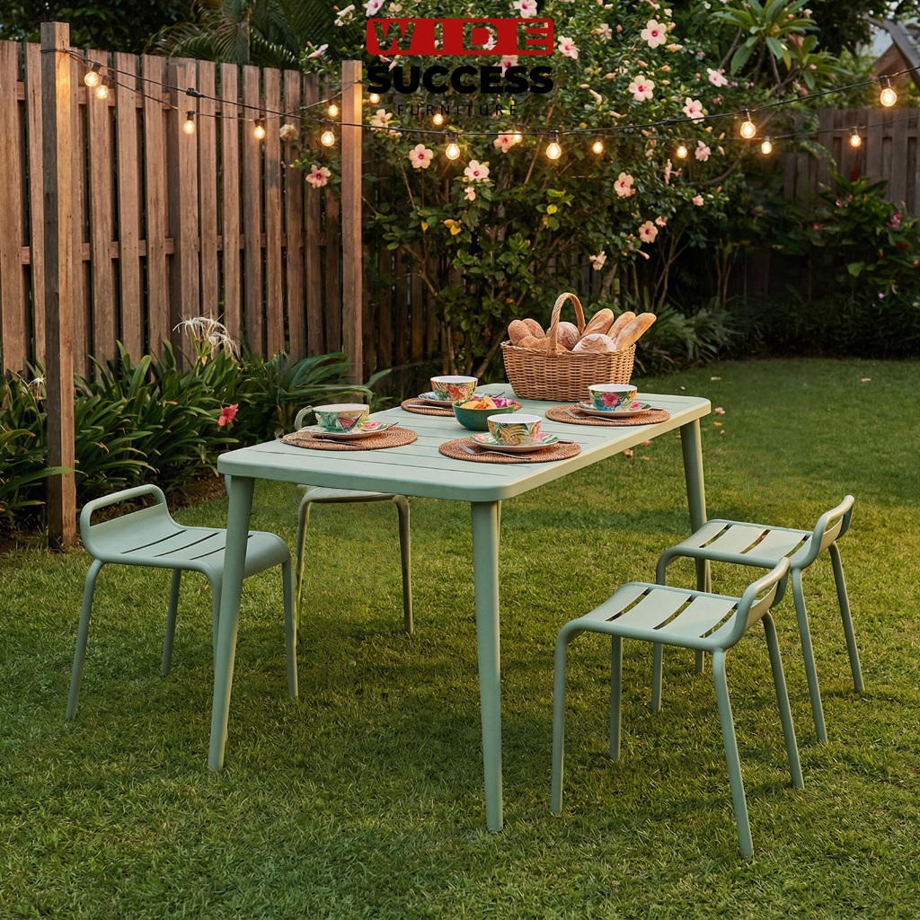 [set1 Meja+2/4 Kursi] Full besi hijau, kokoh Anti Karat ,furnitur, kedai kopi, outdoor, Taman,cafe