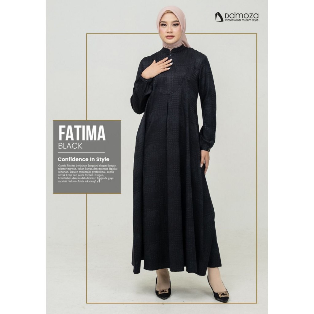 Damoza - Dress Gamis Fatima Black JQ 025-Material Jaguar
