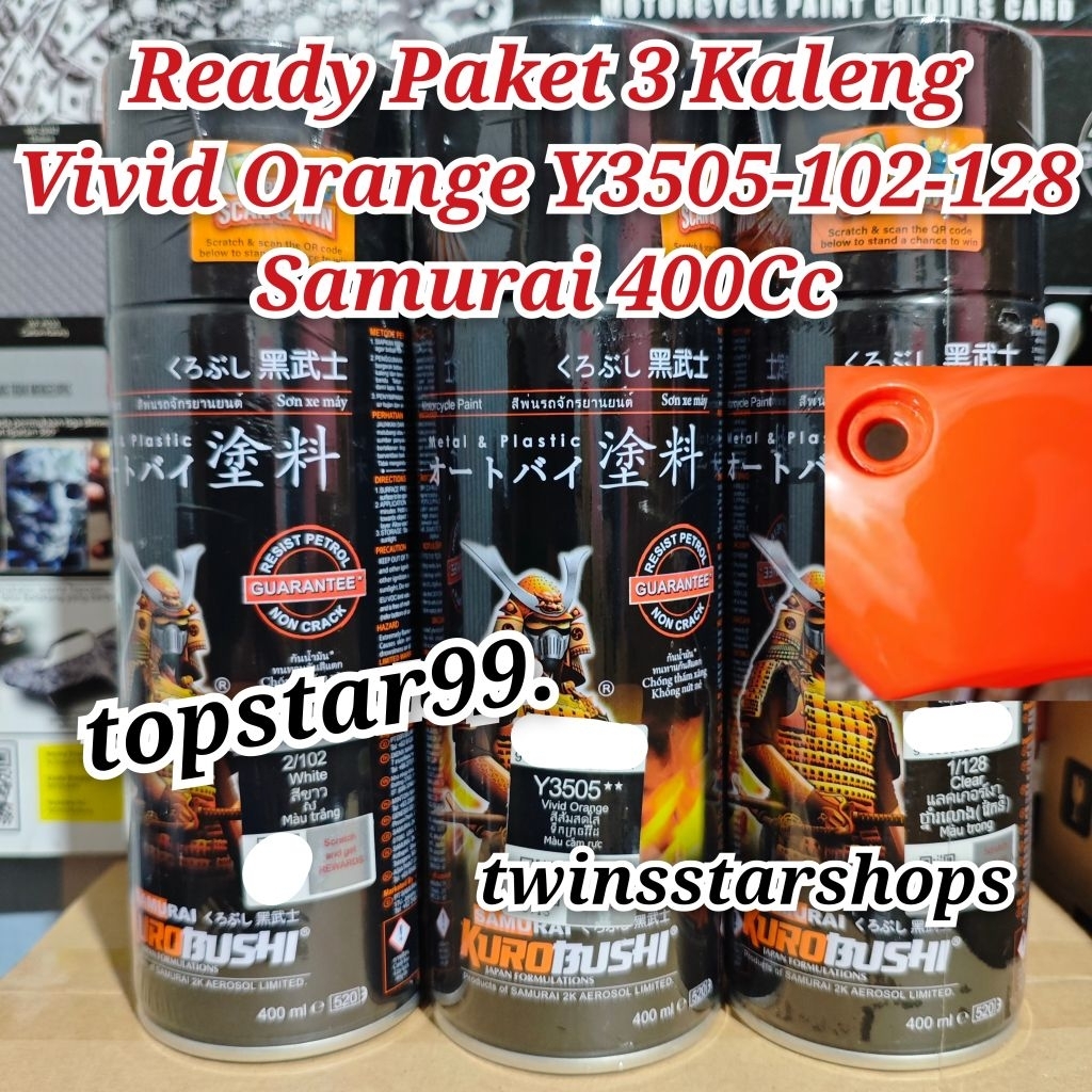 Pilok Pylox Cat Samurai Paket 3 Kaleng Vivid Orange Y3505 3505 Oren Metalik White 102 Epoxy Putih UC