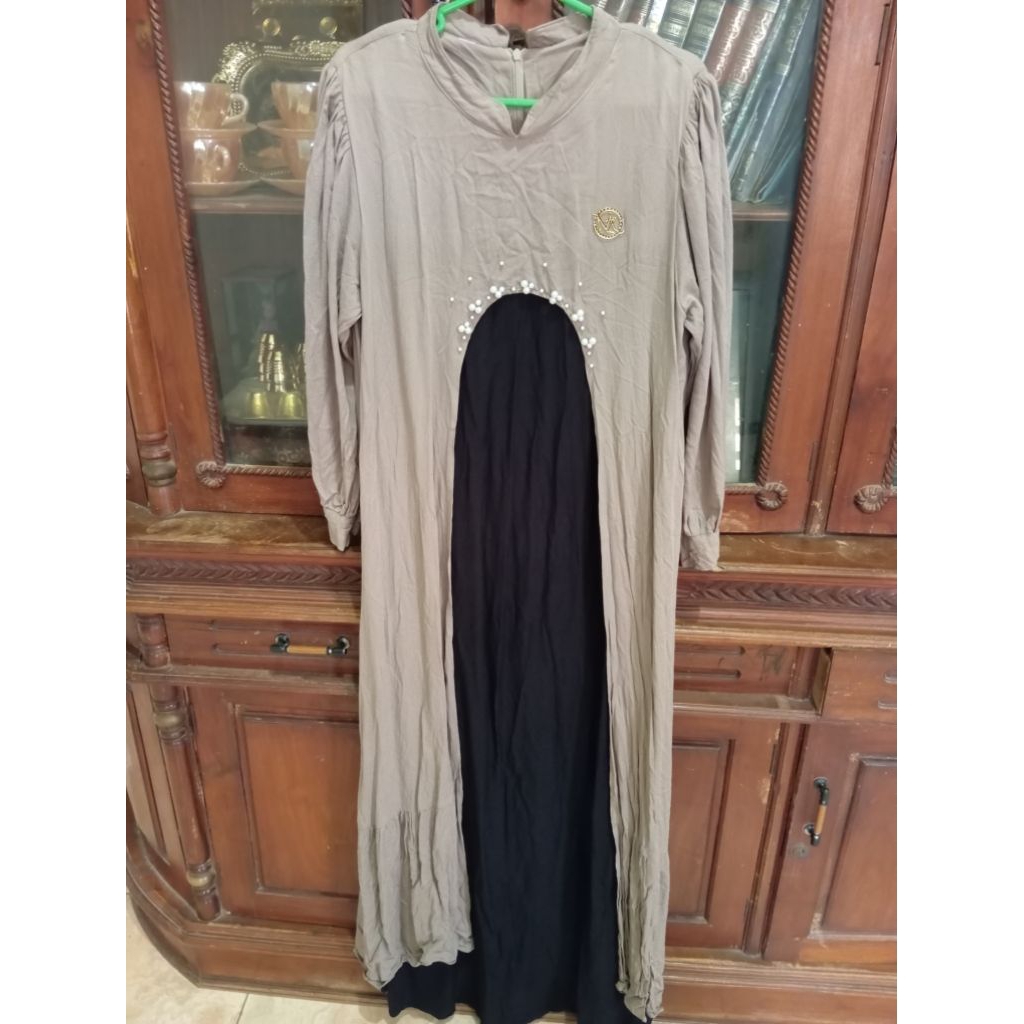 Preloved gamis warna khaki model nyatu