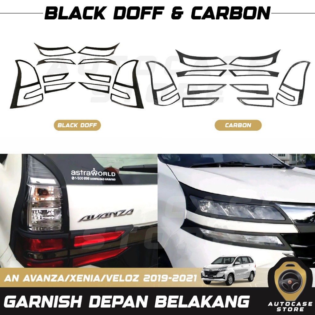 PAKET GARNISH AVANZA/XENIA/VELOZ 2019 2020 2021 KOMPLIT DEPAN BELAKANG AKSESORIS MOBIL PNP