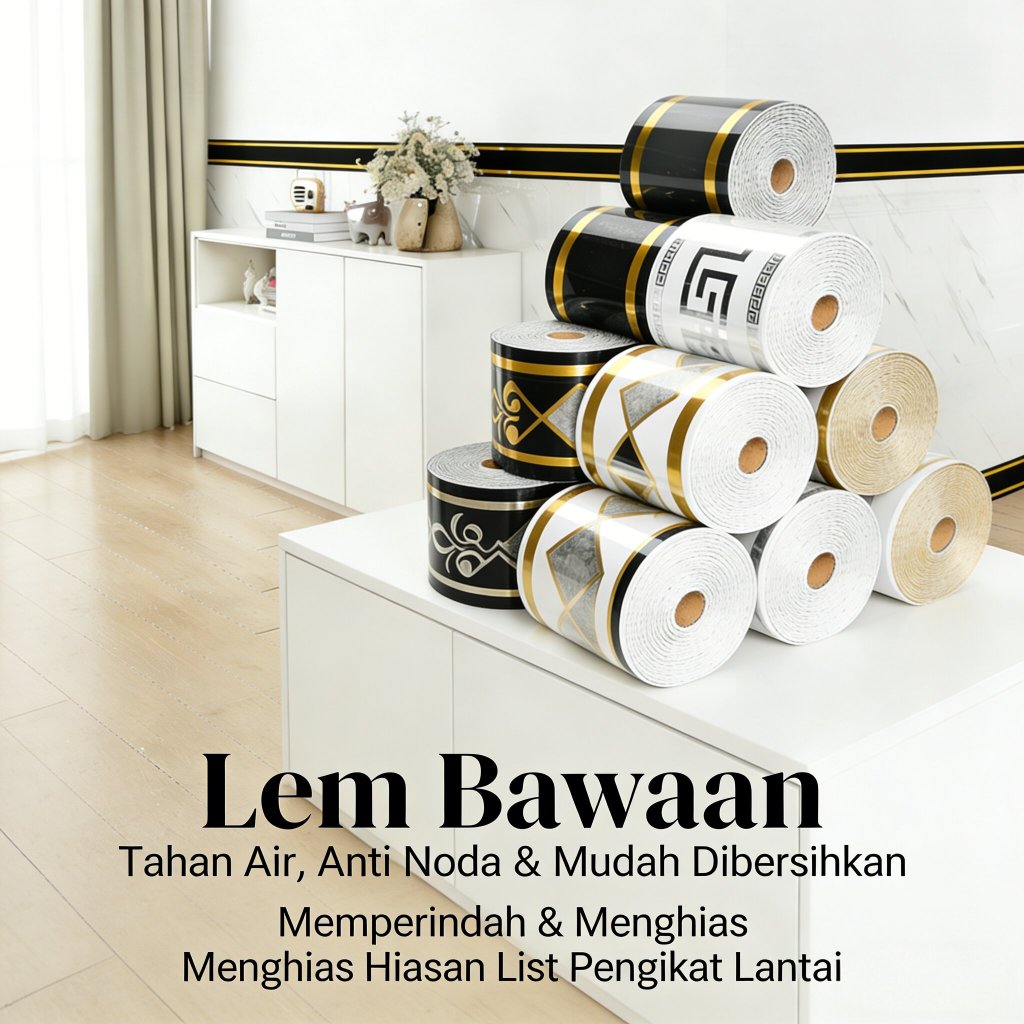 Sticker List Border Glossy PVC Premium 5M*100cm 3D Tahan Air Imitasi Marmer