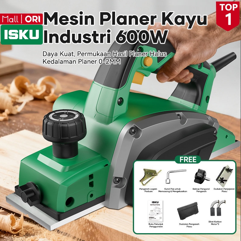 ISKU Mesin Serut Kayu 600W Electric Planer Sugu Ketam Pasah Listrik Motor Tembaga Murni 82mm Heavy D
