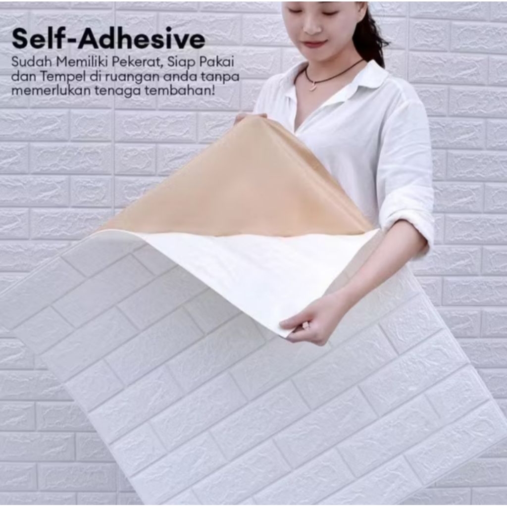 wallpaper foam dinding 3D Bata putih 3MM