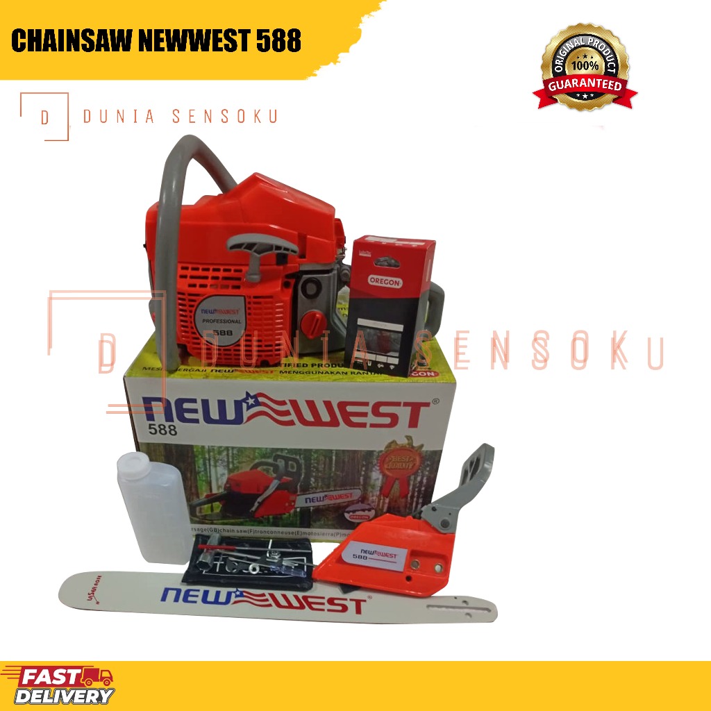 Chainsaw NEW WEST NW-588 Mesin Gergaji Kayu 22 Inch - Mesin Potong Pohon Sinso New West 588 Original