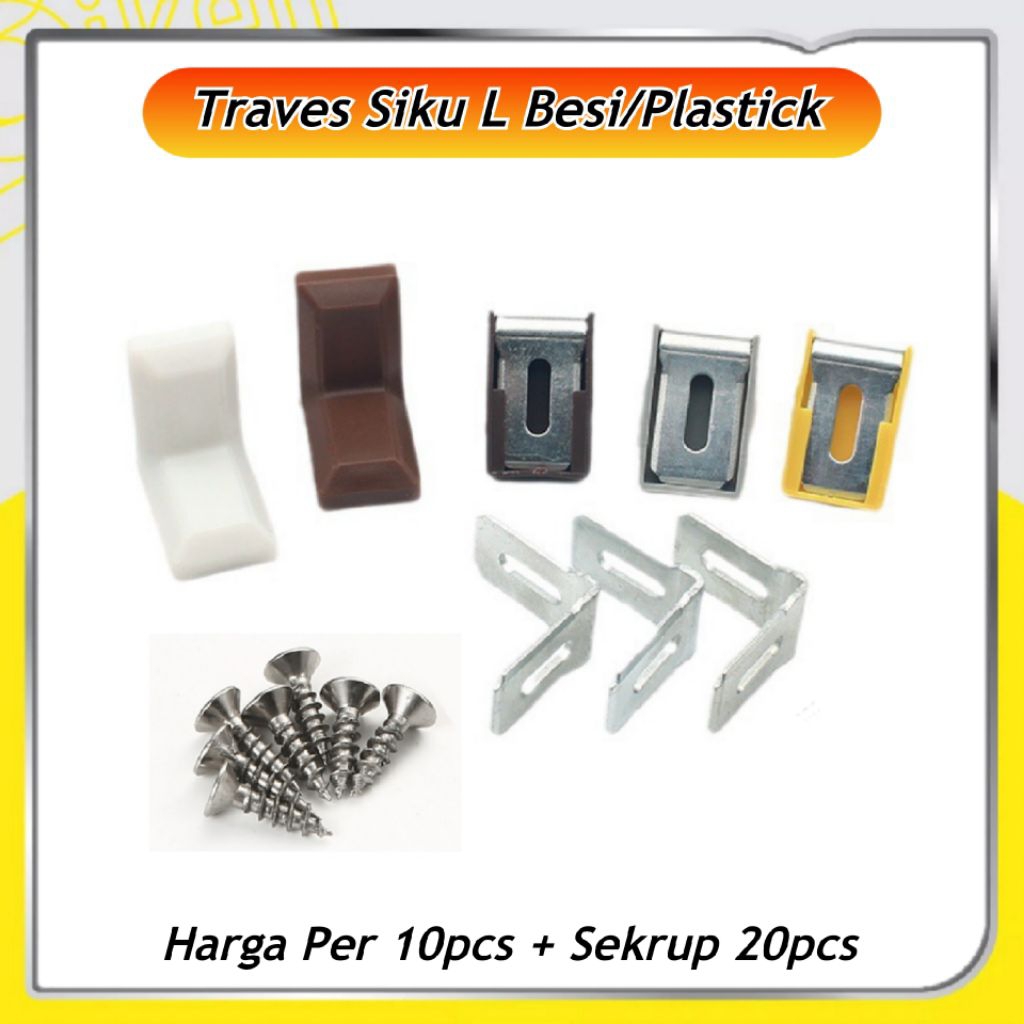 Penyangga Besi Plastik Trapes / Ambalan Siku 22 L / Traves Penyangga Rak Lemari