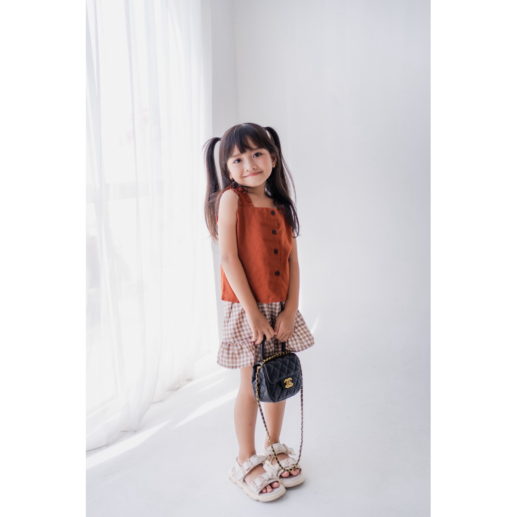 KOREAN SET LINEN SETELAN ANAK PEREMPUAN