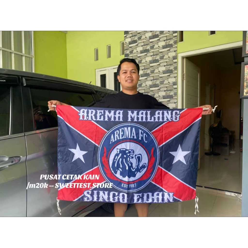 READY STOK + BENDERA AREMA MALANG + FLAG AREMA MALANG + MINI FLAG AREMA MALANG + GIANT FLAG AREMA MA