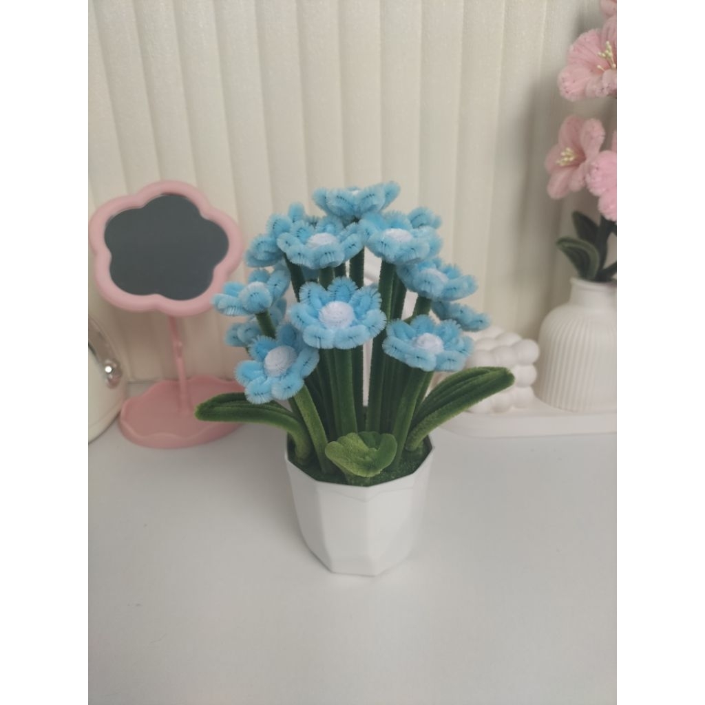 bunga kawat bulu - bunga kawat bulu pot besar -  bunga  kawat bulu hiasan meja - souvenir