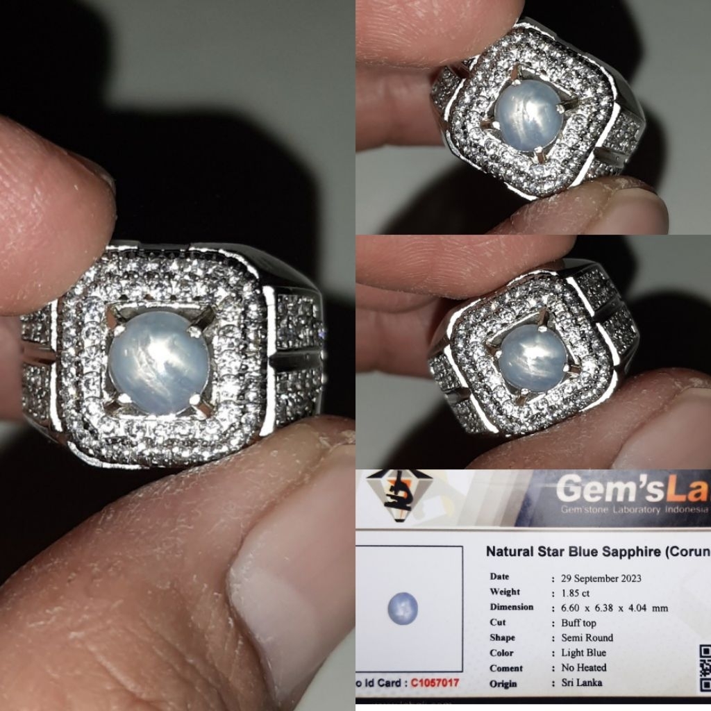 Natural Star Blue Sapphire Blue Safir Star Srilanka Srilangka Ceylon Selon Bukan Ruby Zamrud Emerald