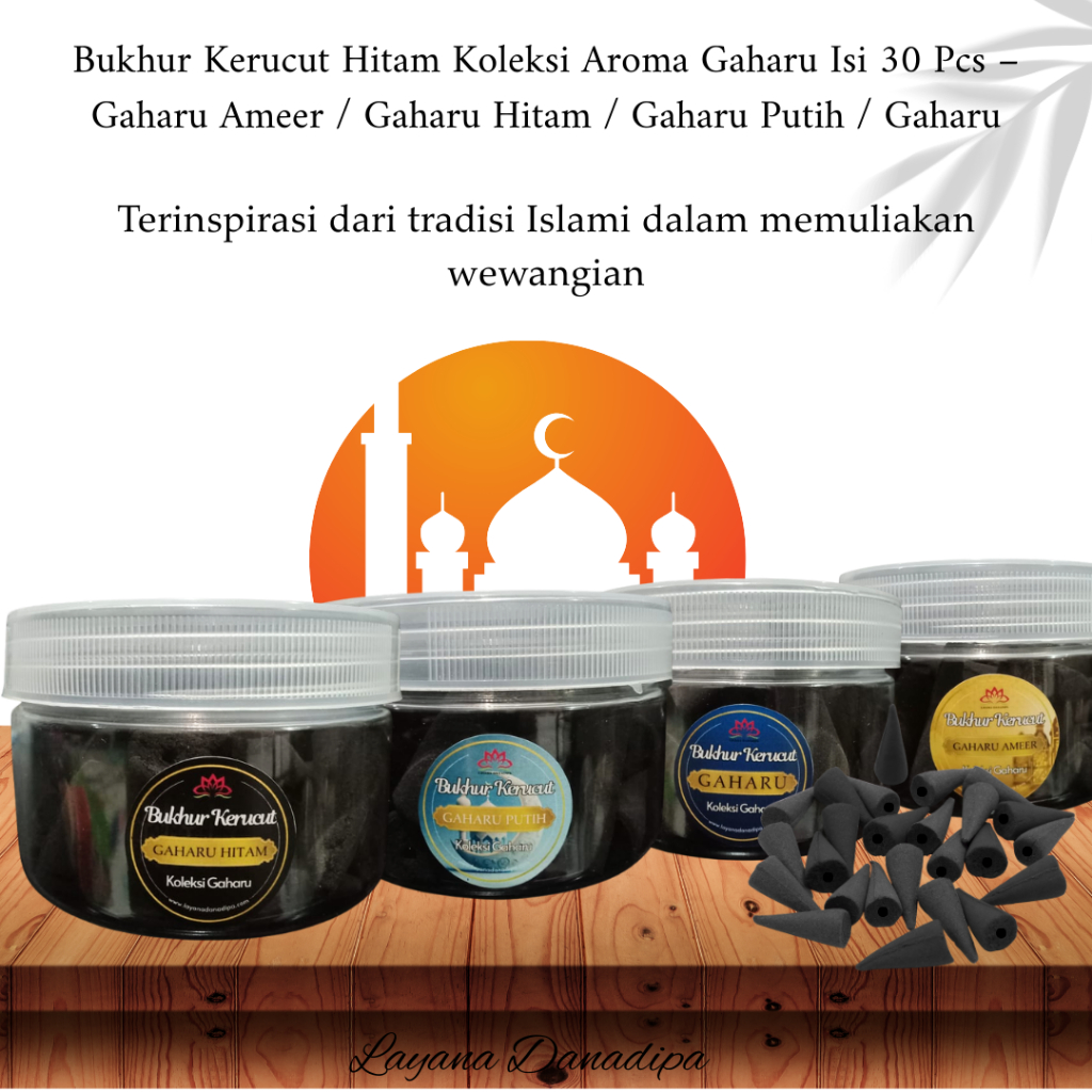 Bukhur Kerucut Hitam Koleksi Aroma Gaharu Isi 30 Pcs – Gaharu Ameer / Gaharu Hitam / Gaharu Putih / 