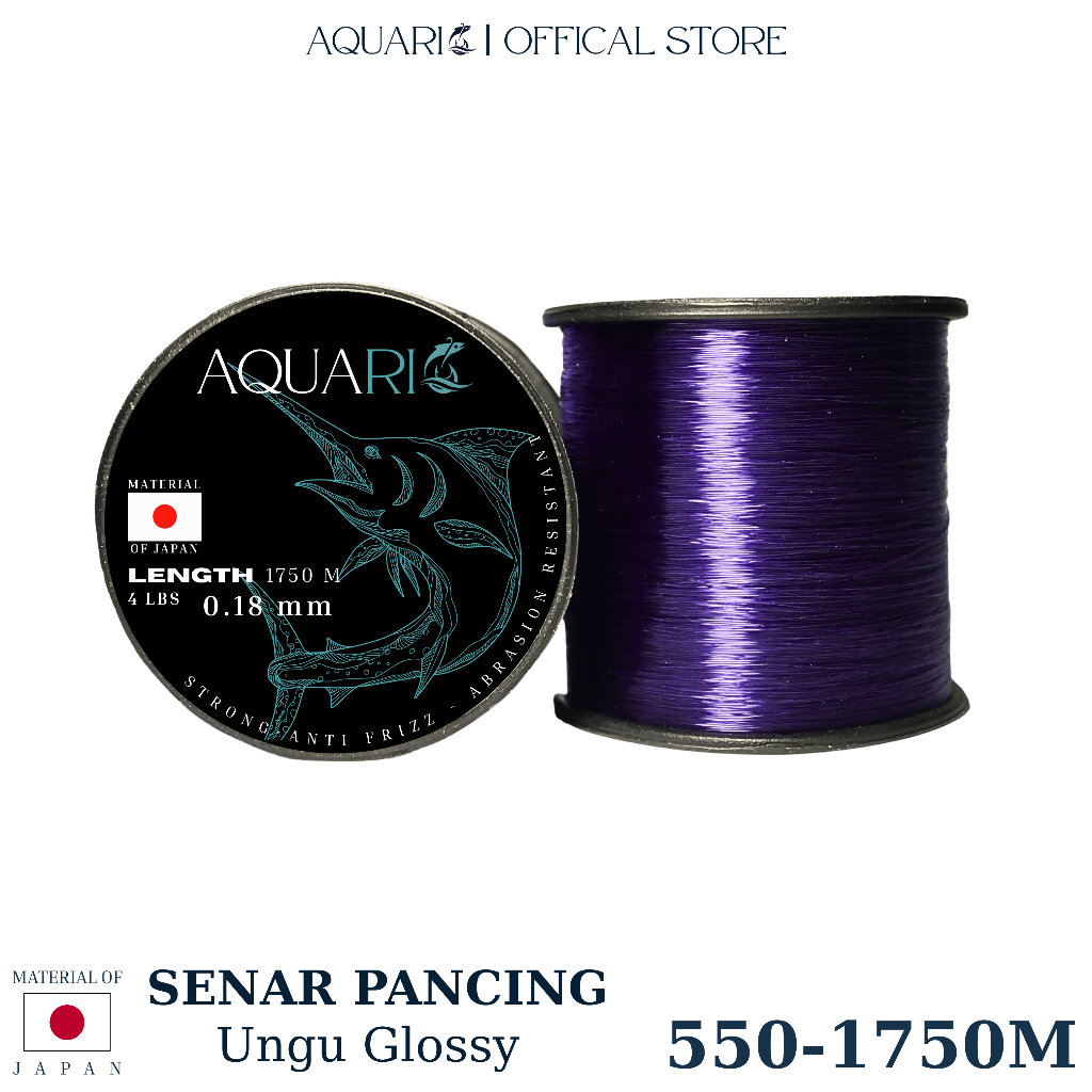 AQUARIO Tali Pancing OLAHAN 550-1750m | Senar Pancing AQUARIO Ungu Glossy (Nilon) | pancing | alat p