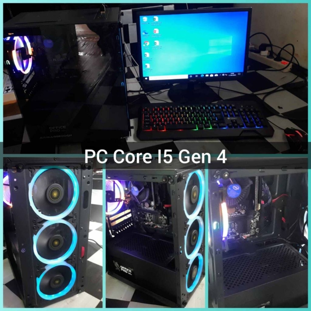 PC/komputer build up Core i5 Gen 4 Case Gameing RGB Fullset Normal Tested siap pakai
