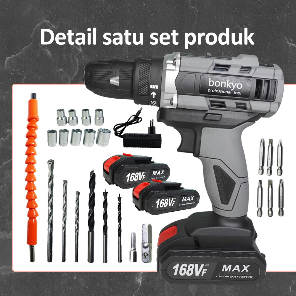 Bonkyo Bor Tangan Listrik Bor Mesin Elektrik Drill Set Reversible Mesin Bor Tangan Listrik