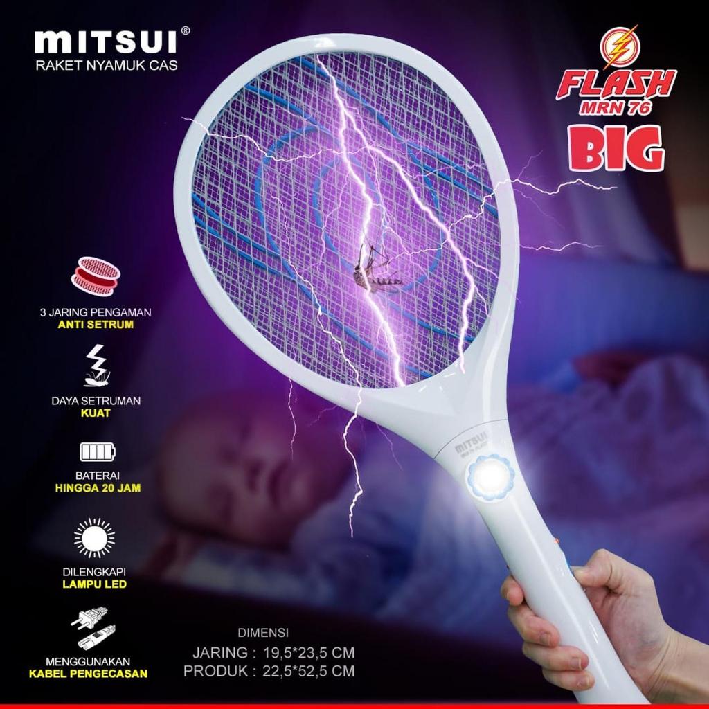 Raket Nyamuk Flash Mitsui Bonus Kabel Casan bisa Cas Ulang Raket Nyamuk Mitsui Raket nyamuk Flash