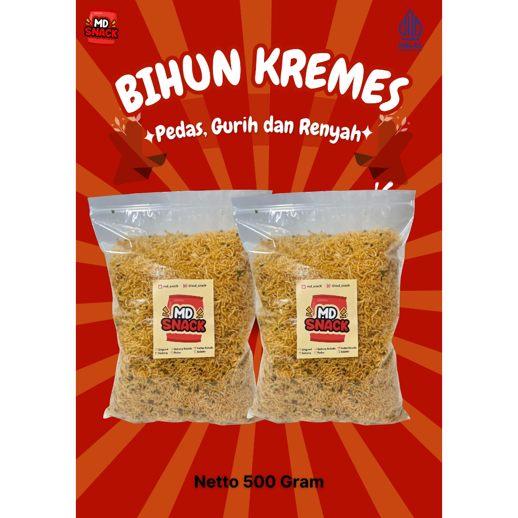 Bihun Kremes  Pedas Daun Jeruk Bihun 500Gram Goreng Kriuk Camilan Murah