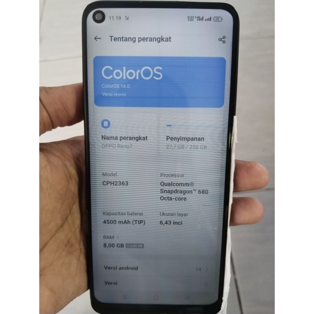 mesin oppo reno 7 8/256 normal