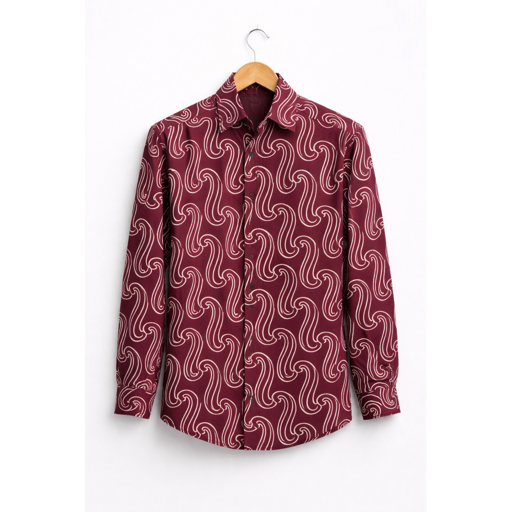 hem pria lengan panjang batik cap asli