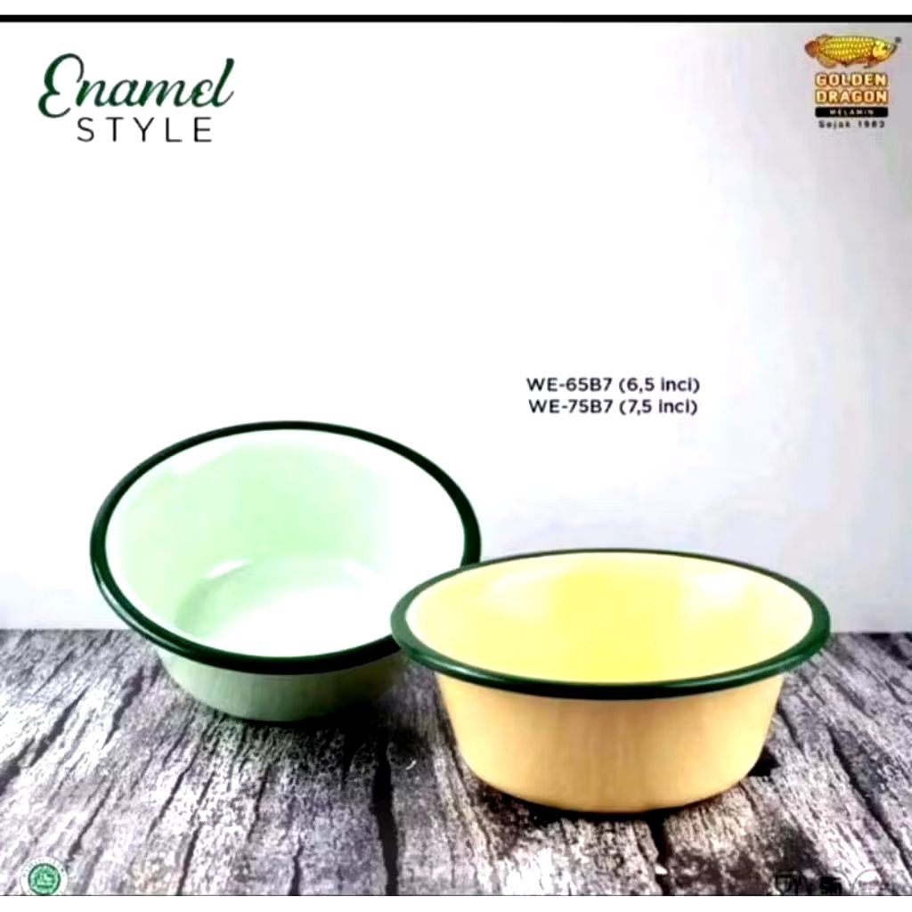 Mangkok Bulat Enamel Bahan Melamine 7,5 inch Golden Dragon WE-75B7
