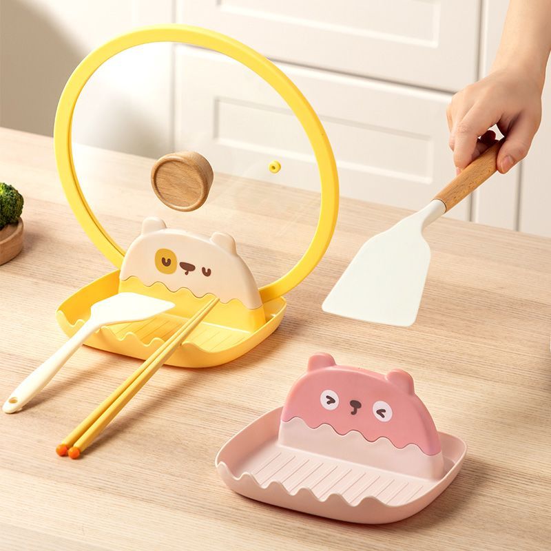 Nampan multifungsi untuk peralatan makan dan piring kaca, tempat sendok sayur dan spatula di atas me