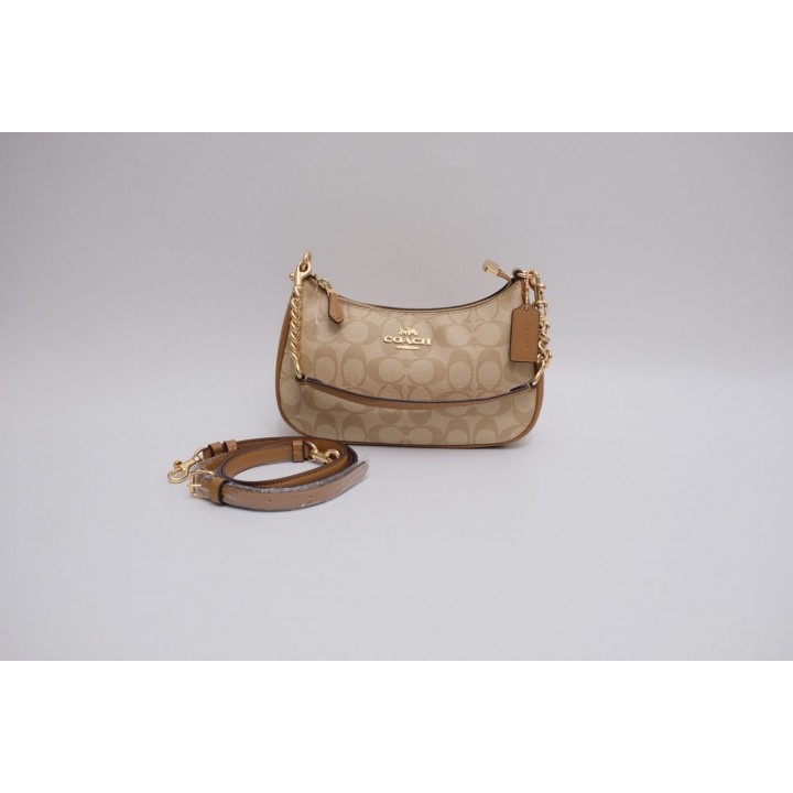 New Coach CA548 Teri Sign Chain LT KHAKI LT SADDLE Authentic Bag Ready Than Sold