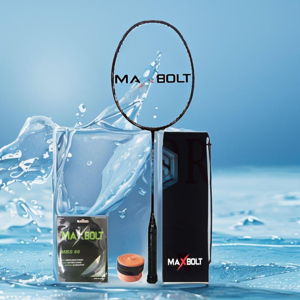 Raket Badminton Maxbolt Black Woven Limited Edition 35Lbs Raket Maxbolt Black Woven Original