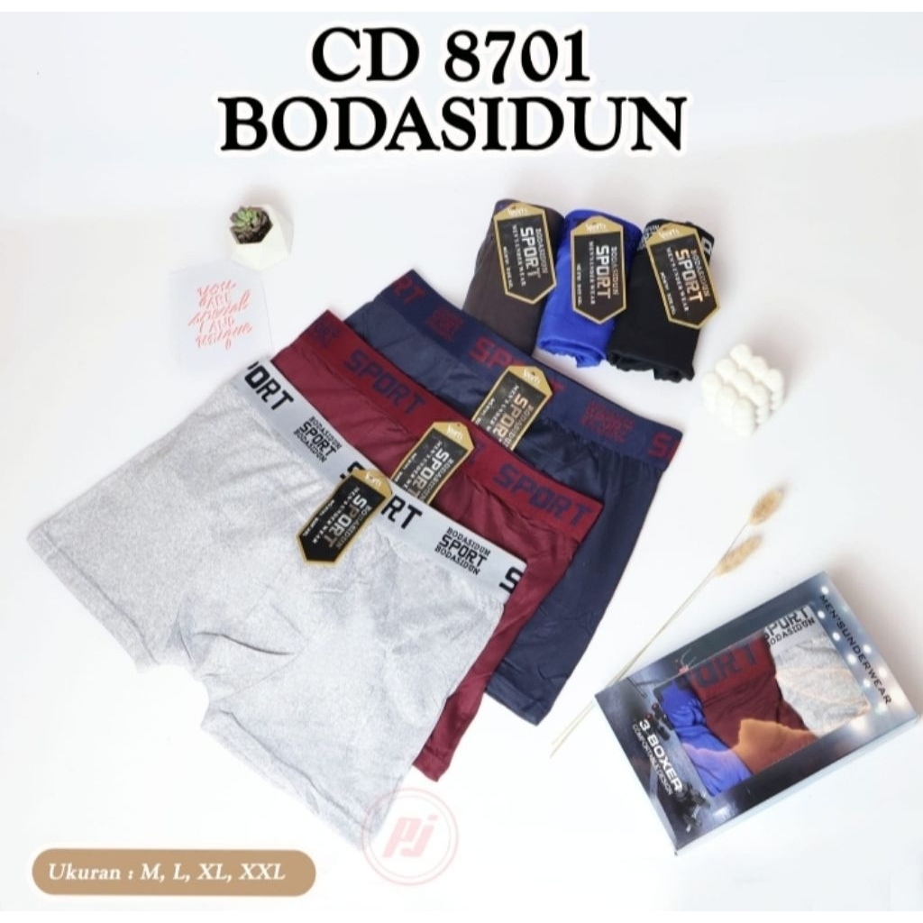 3pcs boxer pria dewasa bodasidun new bahan cotton