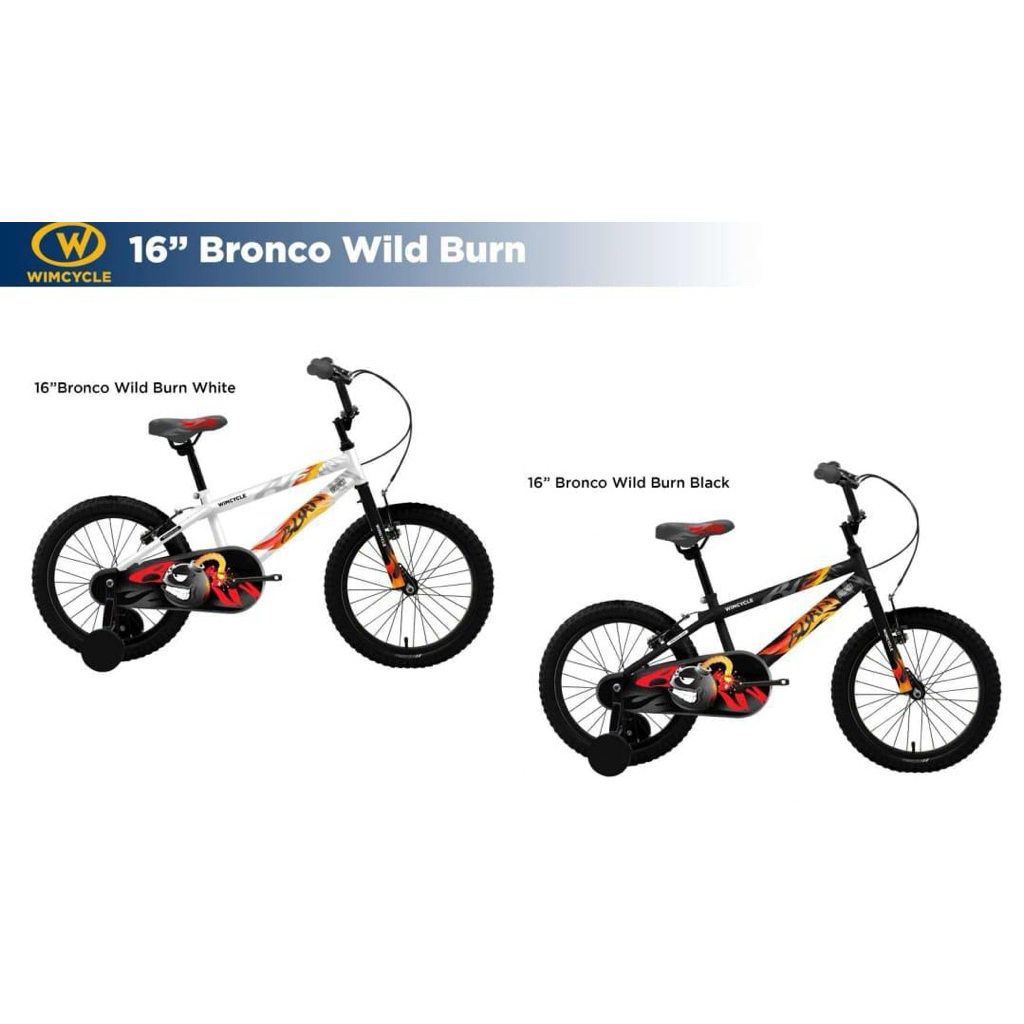 Sepeda BMX Anak Laki Laki Perempuan Unisex 16 Inch Wimcycle Bronco Wild Burn