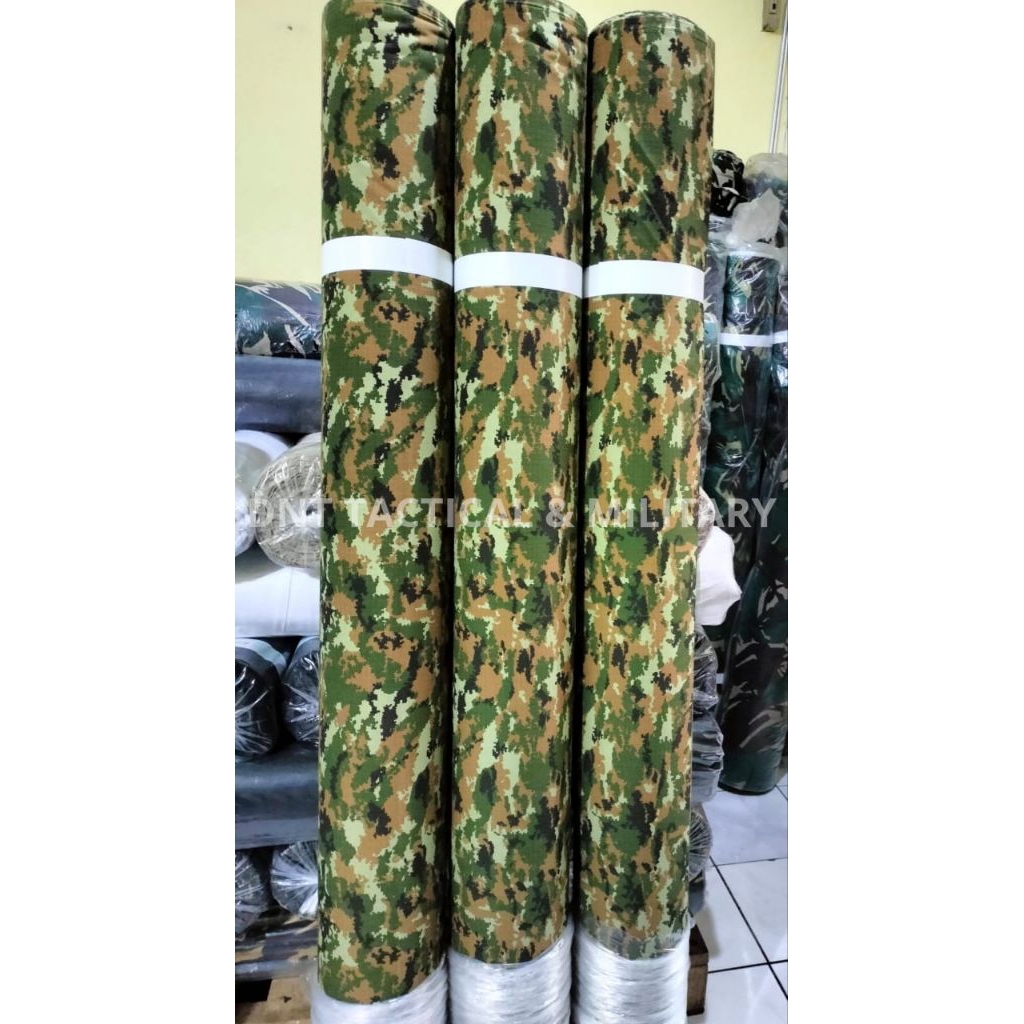 KAIN RIBSTOP TR STRETCH 2% PREMIUM LORENG SAGE GREEN TNI TERBARU 0,5 METER