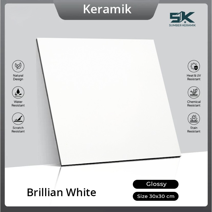KERAMIK LANTAI BRILLIAN WHITE 30X30