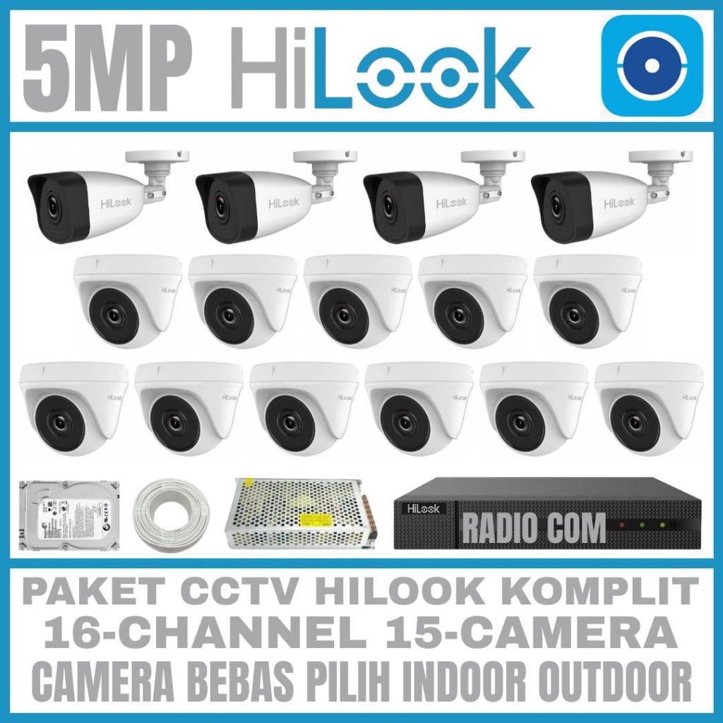 PAKET CCTV HILOOK 5MP 16 CHANNEL 15 CAMERA TURBO HD KAMERA CCTV