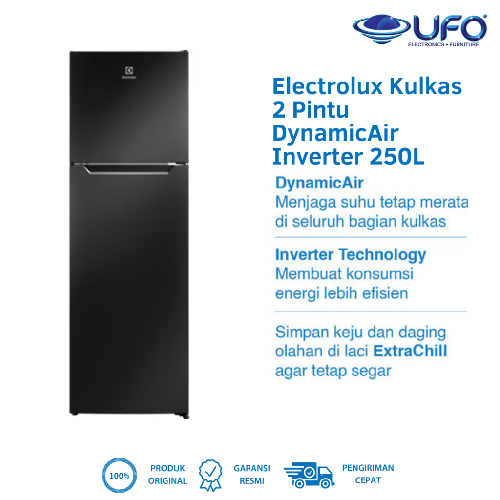 Electrolux Kulkas 2 Pintu DynamicAir Inverter 250 Liter ETM2500A-B