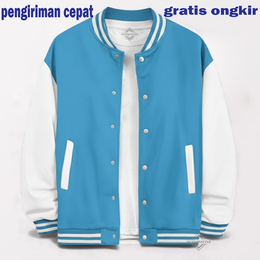 PROMO BASEBALL LAZIO PUTIH DISTRO FLEECE//JACKET POLOS  FASHION UNISEX//PRIA DAN WANITA//GOOD QUALIT