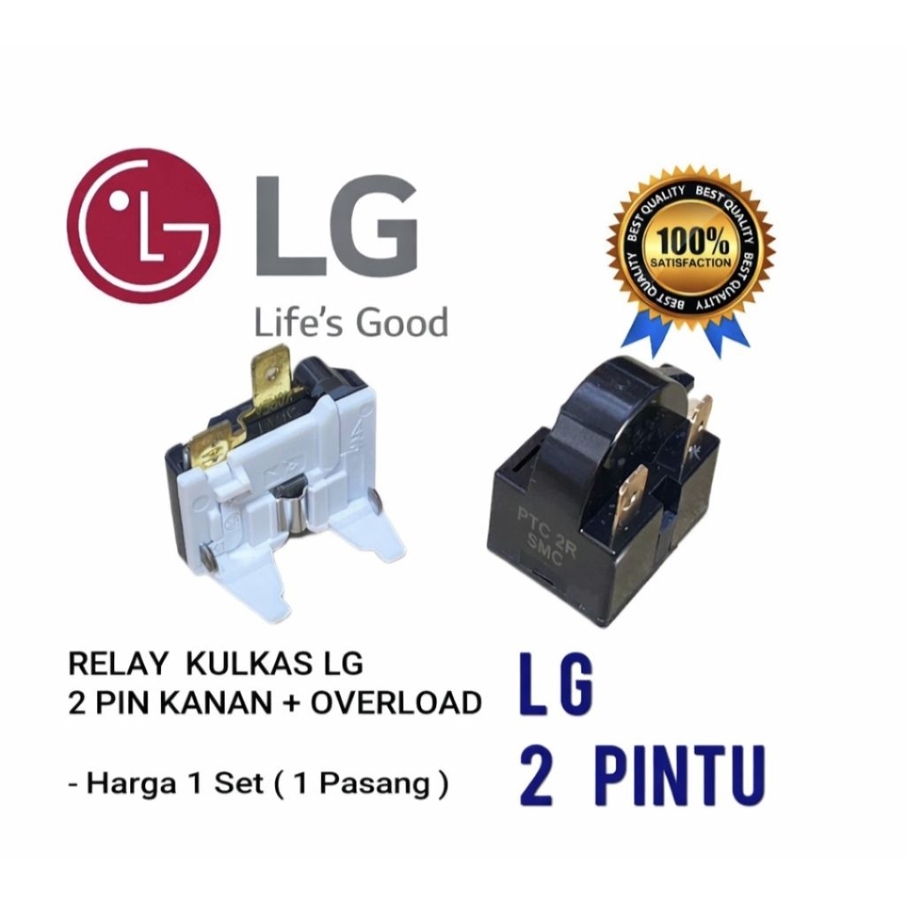 SetRelay Ptc 2 Pin Kanan + Overload Kulkas LG 2  Pintu / Relay Kulkas LG 2 Pintu