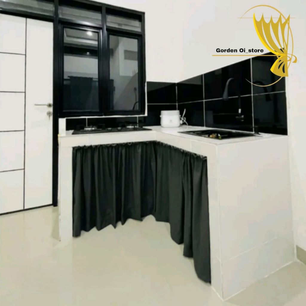 Gorden kolong Dapur minimalis/Tirai penutup Bawah meja Kompor wastapel kitchen set/Bahan katun polim