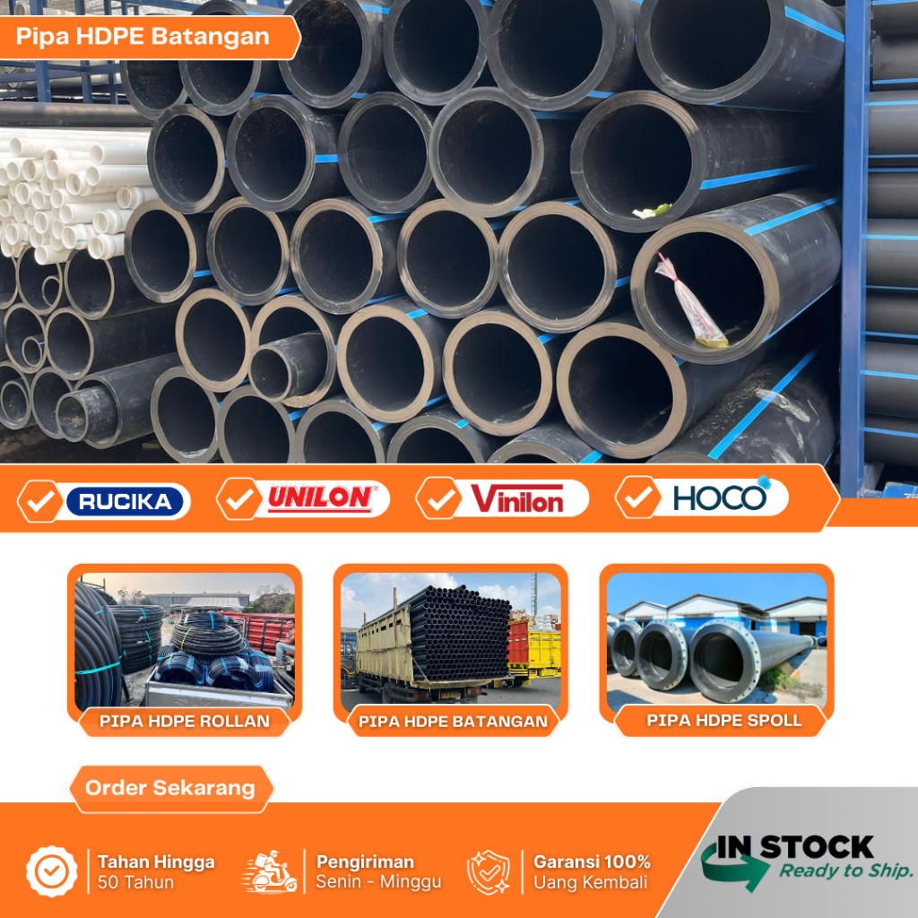 Pipa hdpe 6'' Inch ( 160mm ) PN16 Batangan @6 / Pipa HDPE Murah