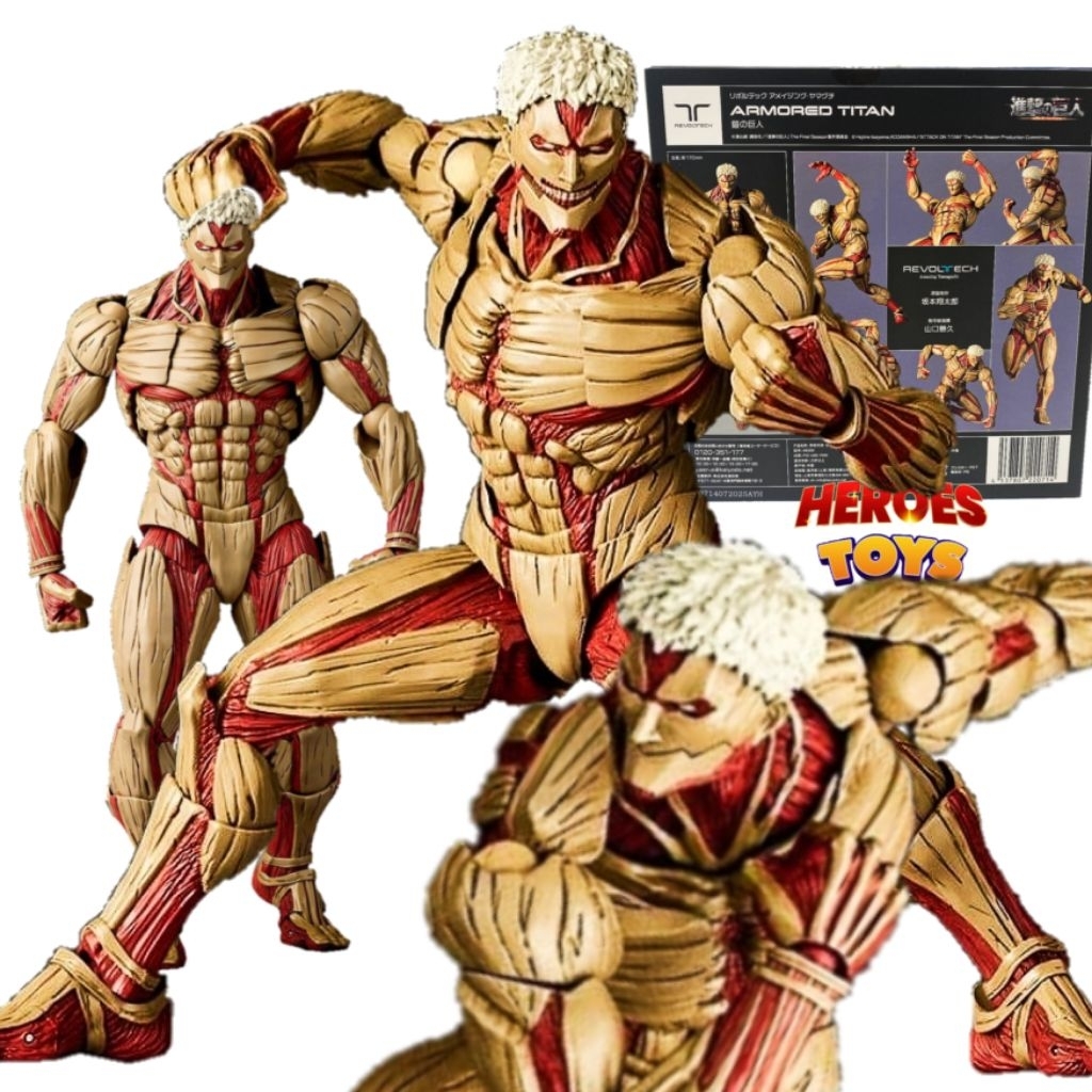 Revoltech Attack On Titan Action Figure Armored Titan Collosal Battle