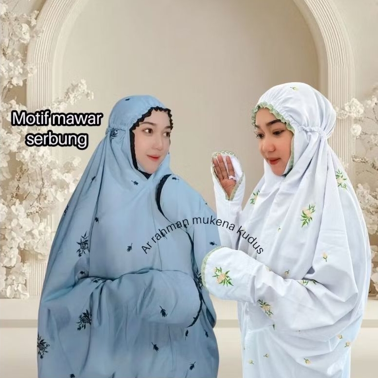 MUKENA DEWASA TERUSAN MOTIF BUNGA SERIBU MAWAR KECIL