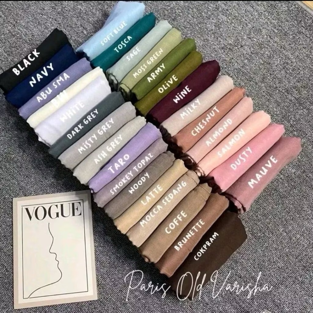 Hijab Segi Empat Paris Jadul ORI Varisha Jilbab Warna Terlaris Kekinian Soft Colour