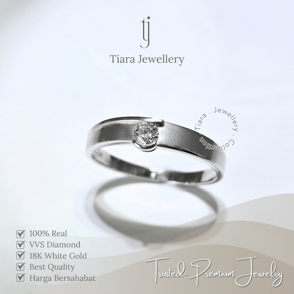 Tiara Jewellery - 18K White Gold VVS Diamong Ring Simple [Wl107] / Cincin Emas Putih Simple Berlian 