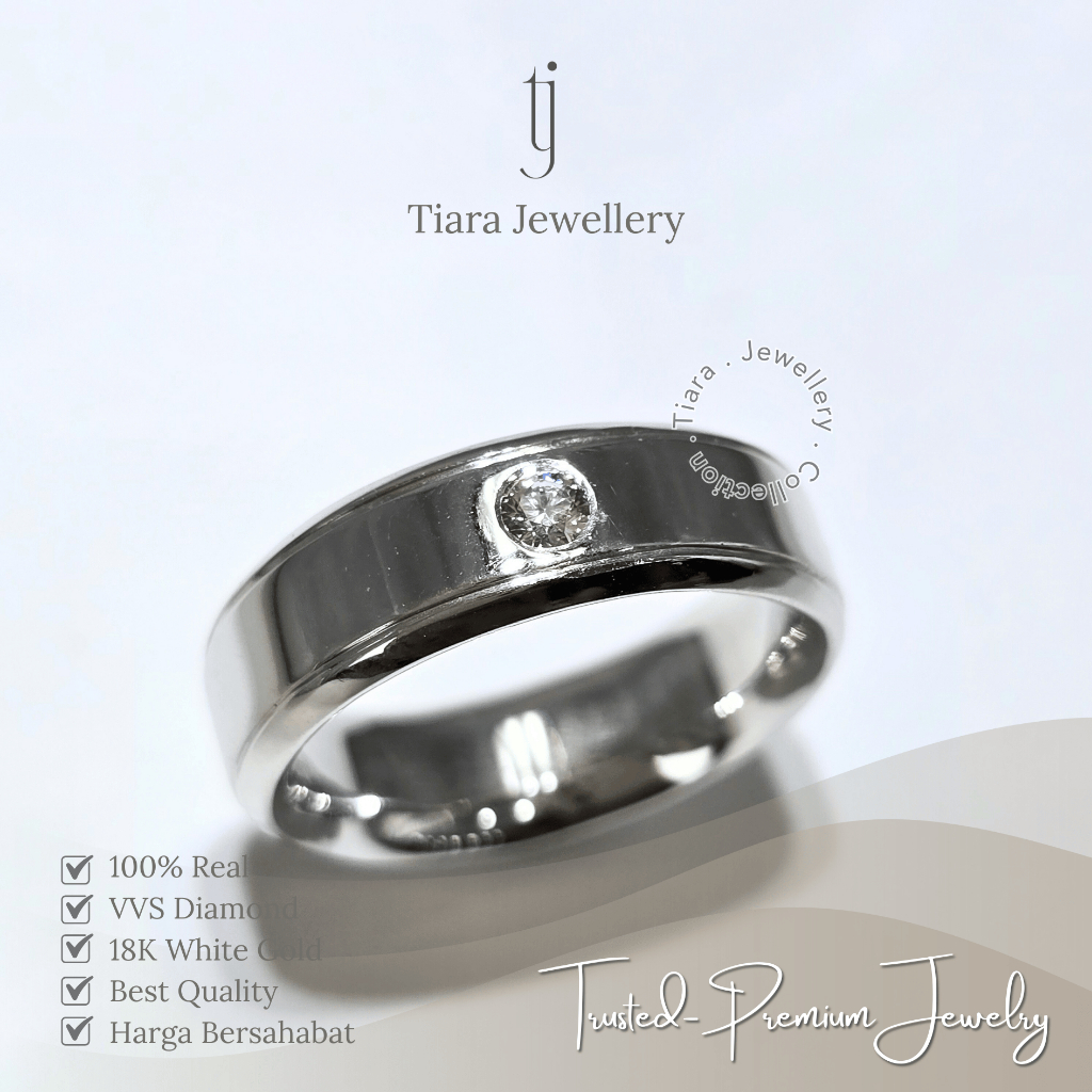 Tiara Jewellery - Basic Everyday Ring VVS Diamond and 18K White Gold [WL112] / Cincin Simple Cantik 