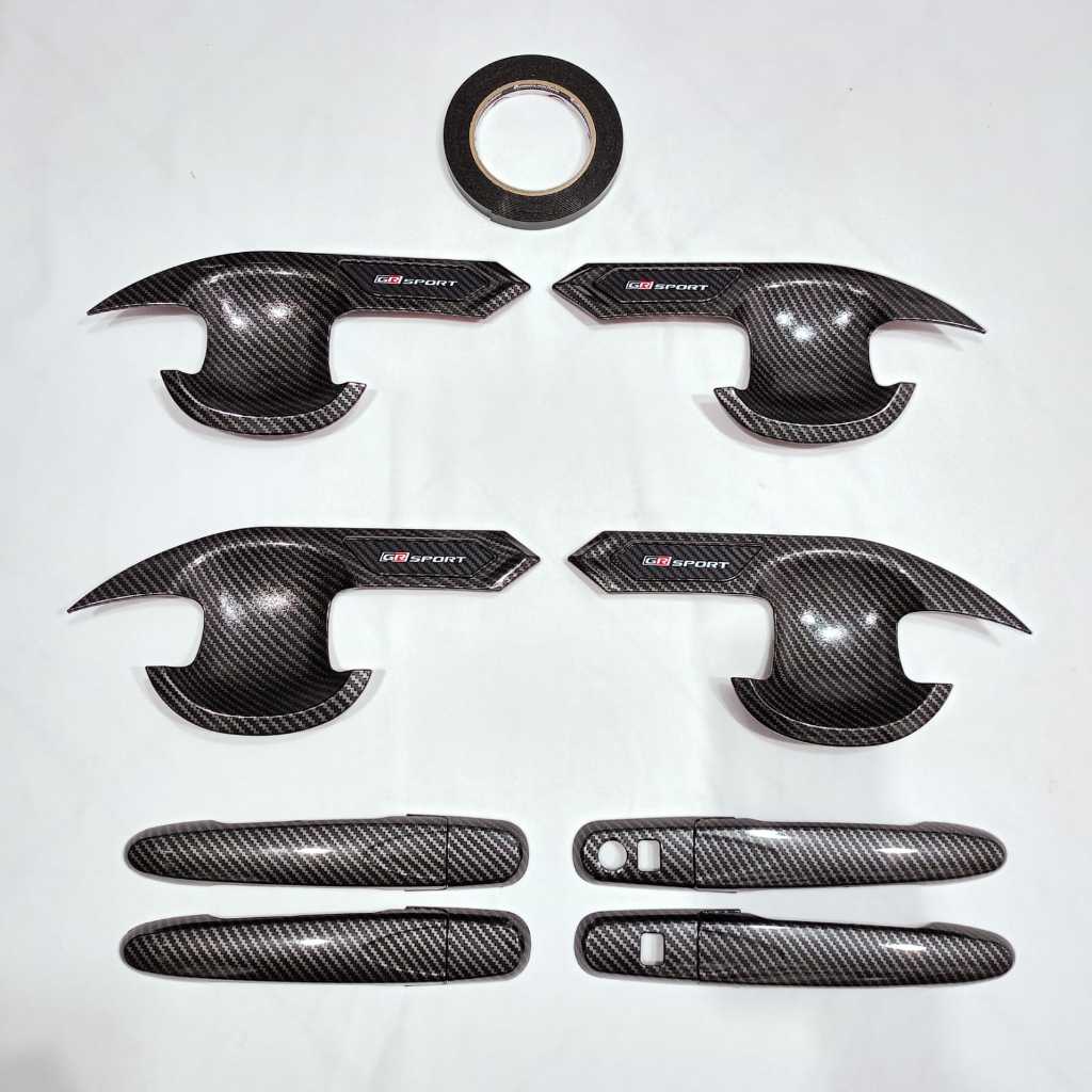 Cover Pegangan Pintu Handle Outer Mangkok Mobil Toyota Rush GR Sport Carbon Glossy