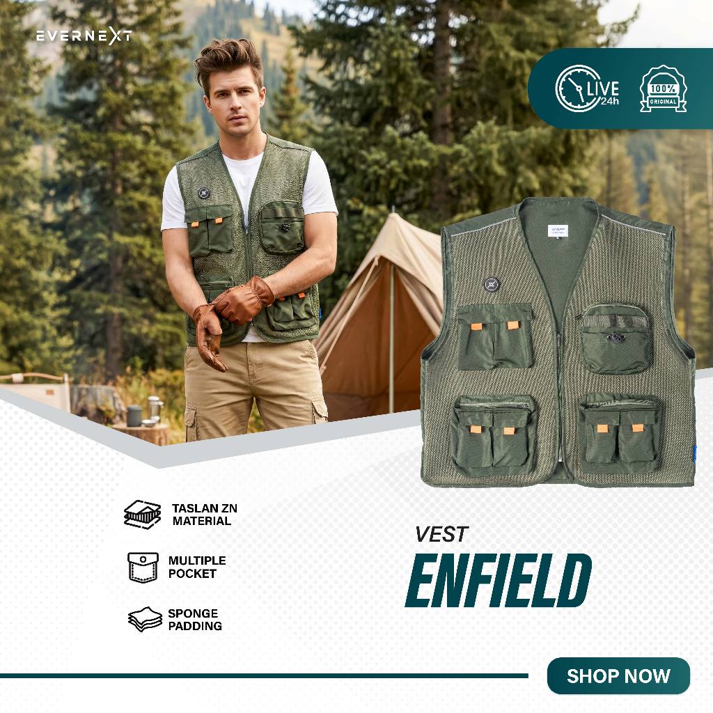 Evernext - Rompi Outdoor Parasut Pria Tactical Vest Enfield Pria Water Resist Vest Distro Terbaru