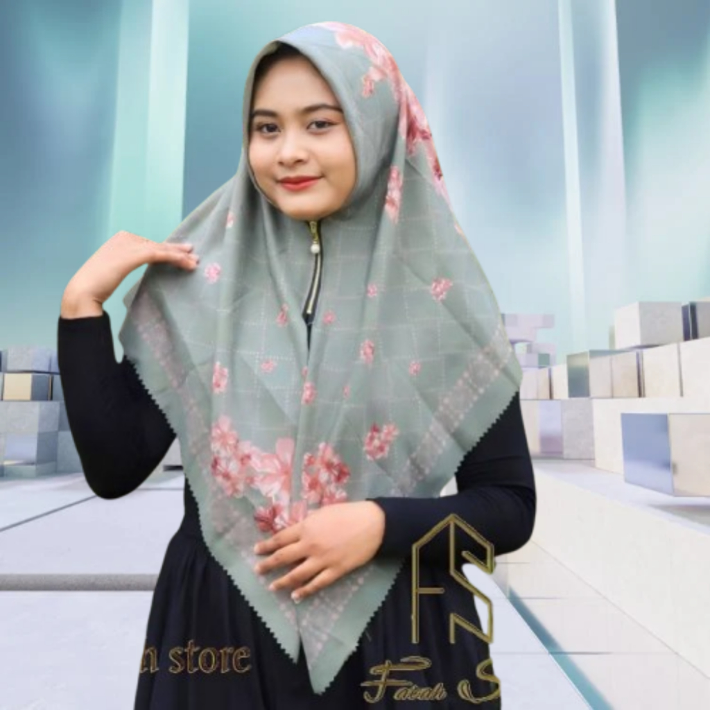 HIJAB VOAL SEGIEMPAT MOTIF JILBAB WARNA HIJAU WARDAH