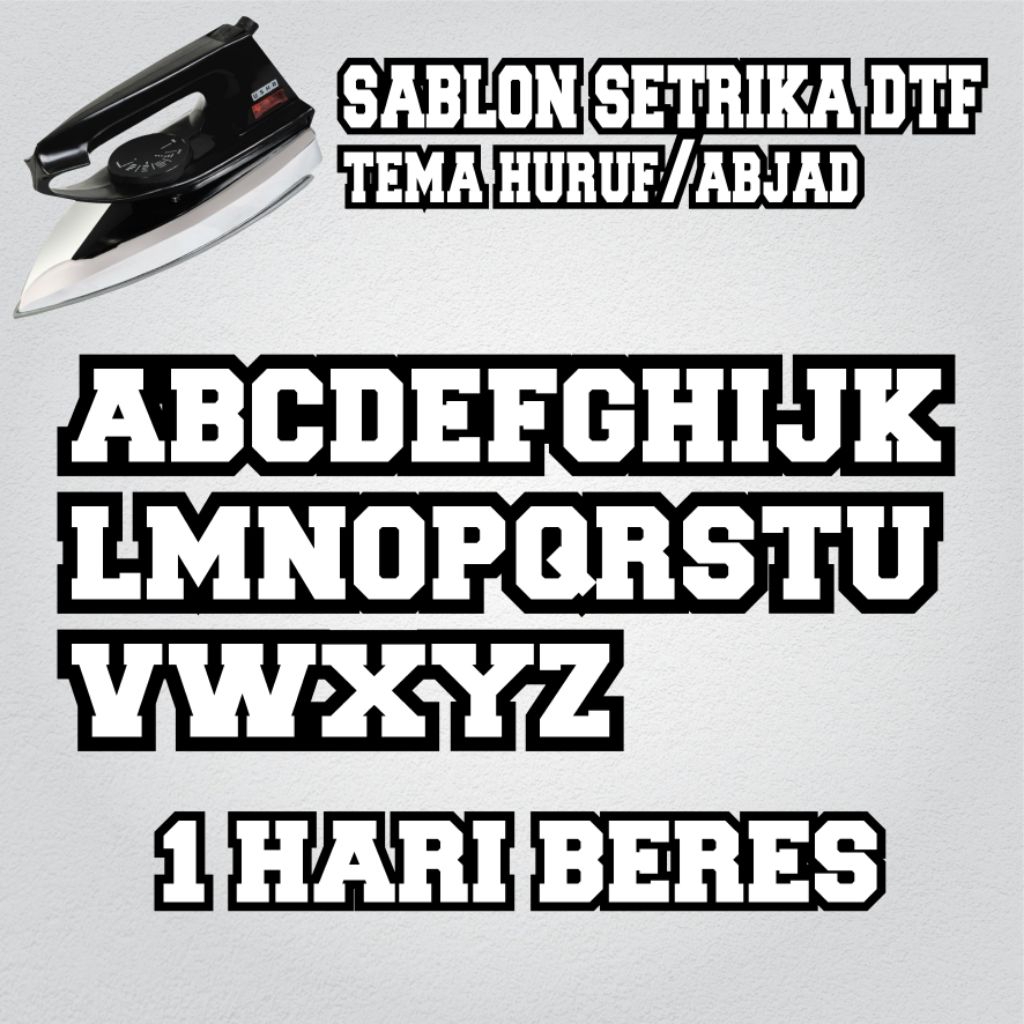 CUSTOM SABLON DTF HURUF / ABJAD | KWALITAS HD PREMIUM