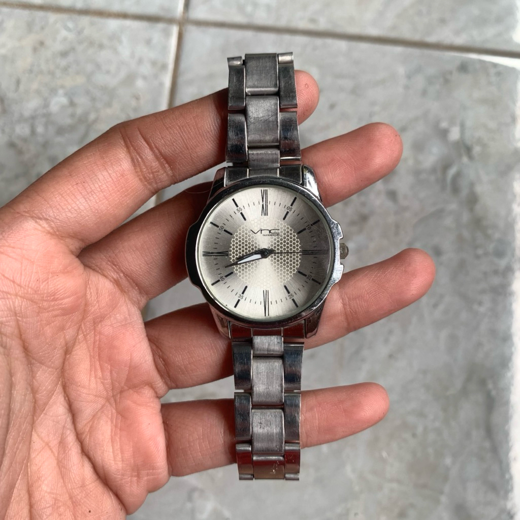 JAM TANGAN VNC ORIGINAL BUNDER VINTAGE Y2K RANTAI STAINLESS STEEL SILVER CEWEK COWOK VINCCI