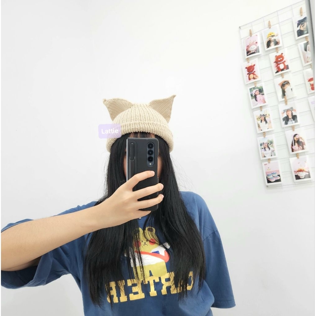 HANDMADE KITTY BEANIE CAT EAR LOVERBOY HAT/HENDERY WAY V NCT/JISUNG NCT DREAM/NCTZEN/NCT127/TOPI KEL