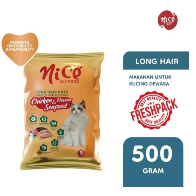 Nice Cat Food 500 GR - Mother Kitten Long hair - Makanan Ibu dan Anak Kucing - Makanan Kucing Bulu P