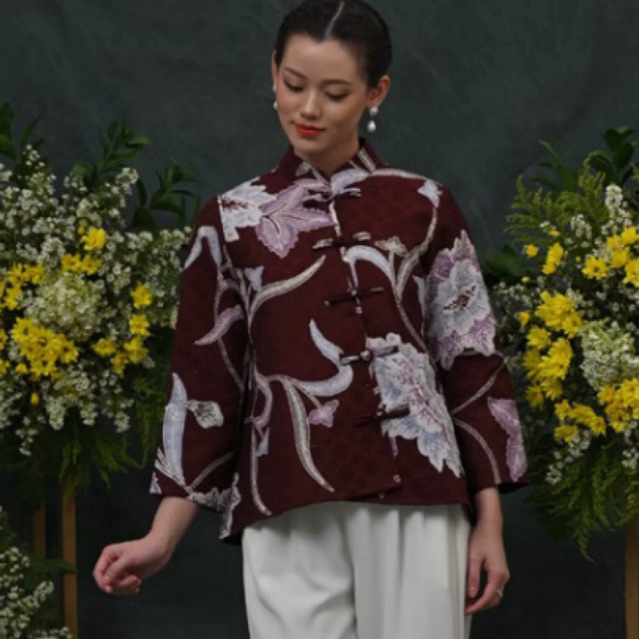 NONA RARA - Vivi Cirebon T3309, Baju kerja blouse batik wanita modern