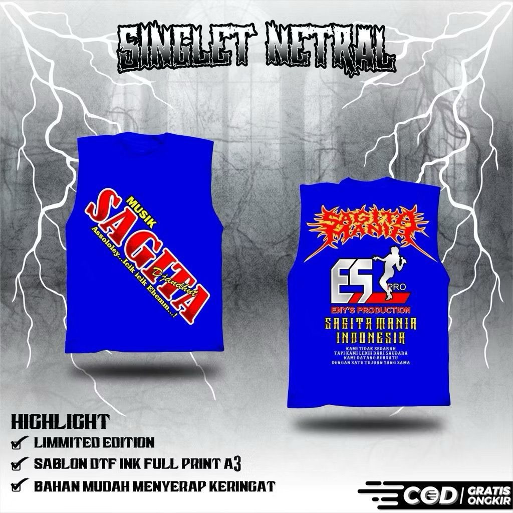 Singlet Netral Sagita Mania Kaos Singlet Terbaru